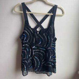 Free People black tank with beaded design